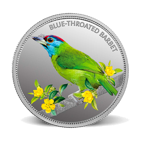 Blue Throated Barbet (999.9) 31.1 gm Silver Coin
