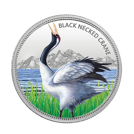 black necked crane silver coin