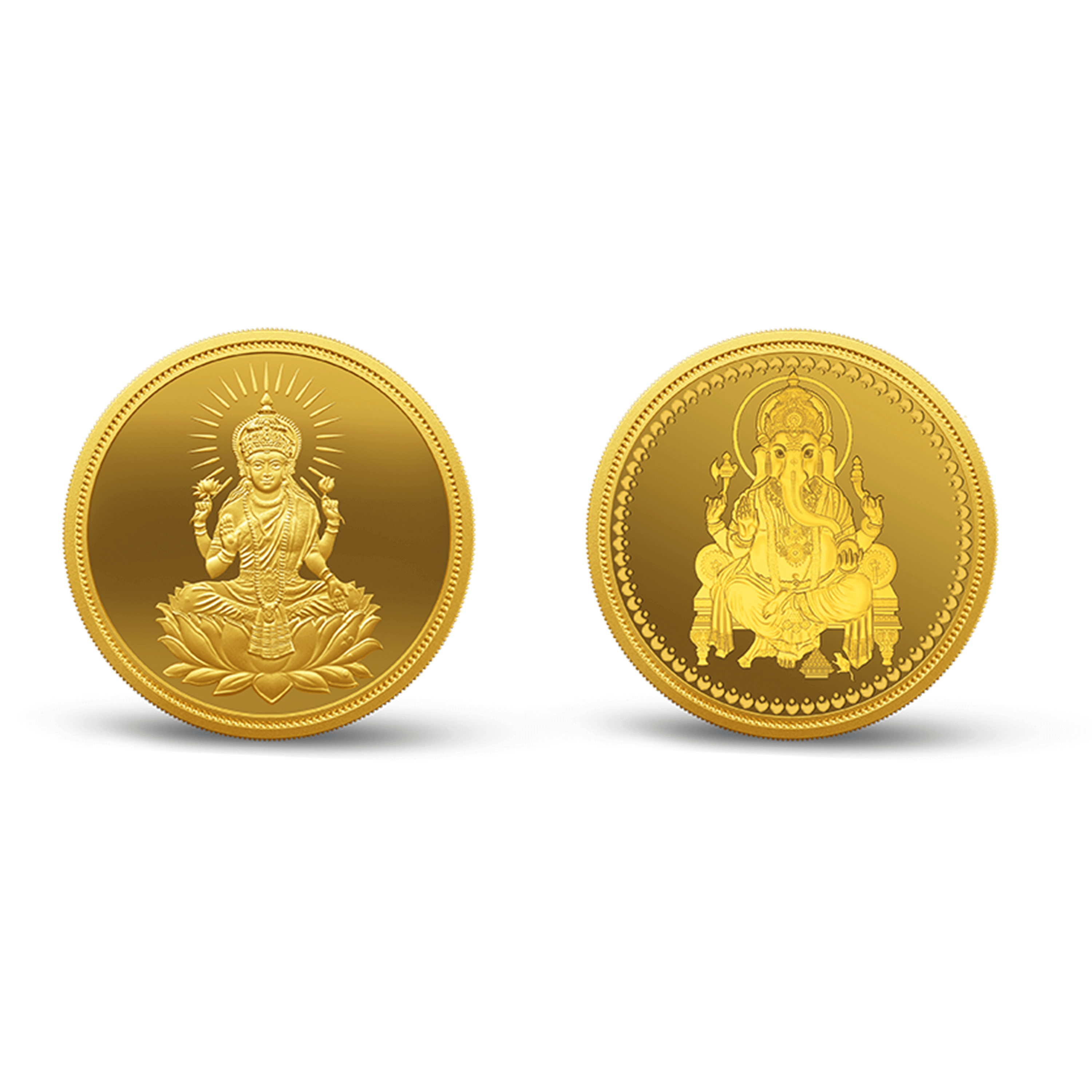 Lakshmi Ganesh 24k (999.9) 4 gm Gold Coin (2 coin set)