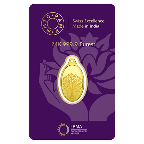Bodhi Tree 24k (999.9) 2.5 gm Oval Gold Coin for Women / Girls