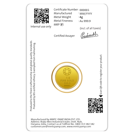 Lotus 24k (999.9) 4 gm Gold Coin