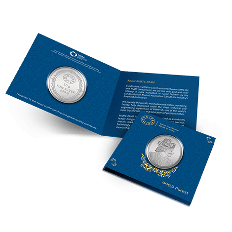 https://shop.mmtcpamp.com/Raja silver coin 50 gm 999.9