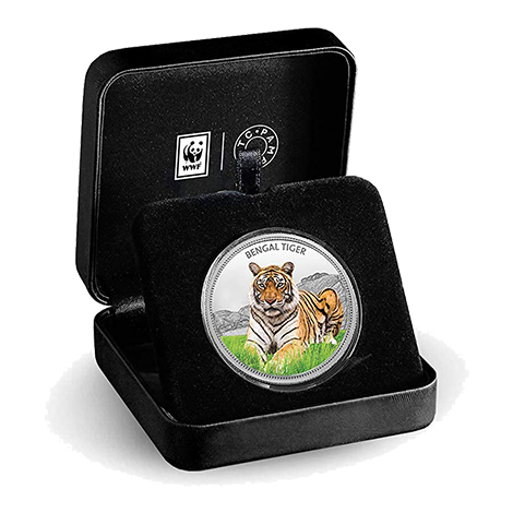 WWF India Bengal Tiger 999.9 Purity 31.1 gm Silver Coin