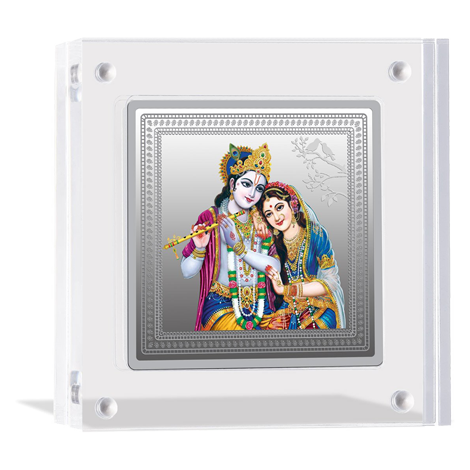 Radha and Lord Krishna (999.9) 50 gm Silver Square